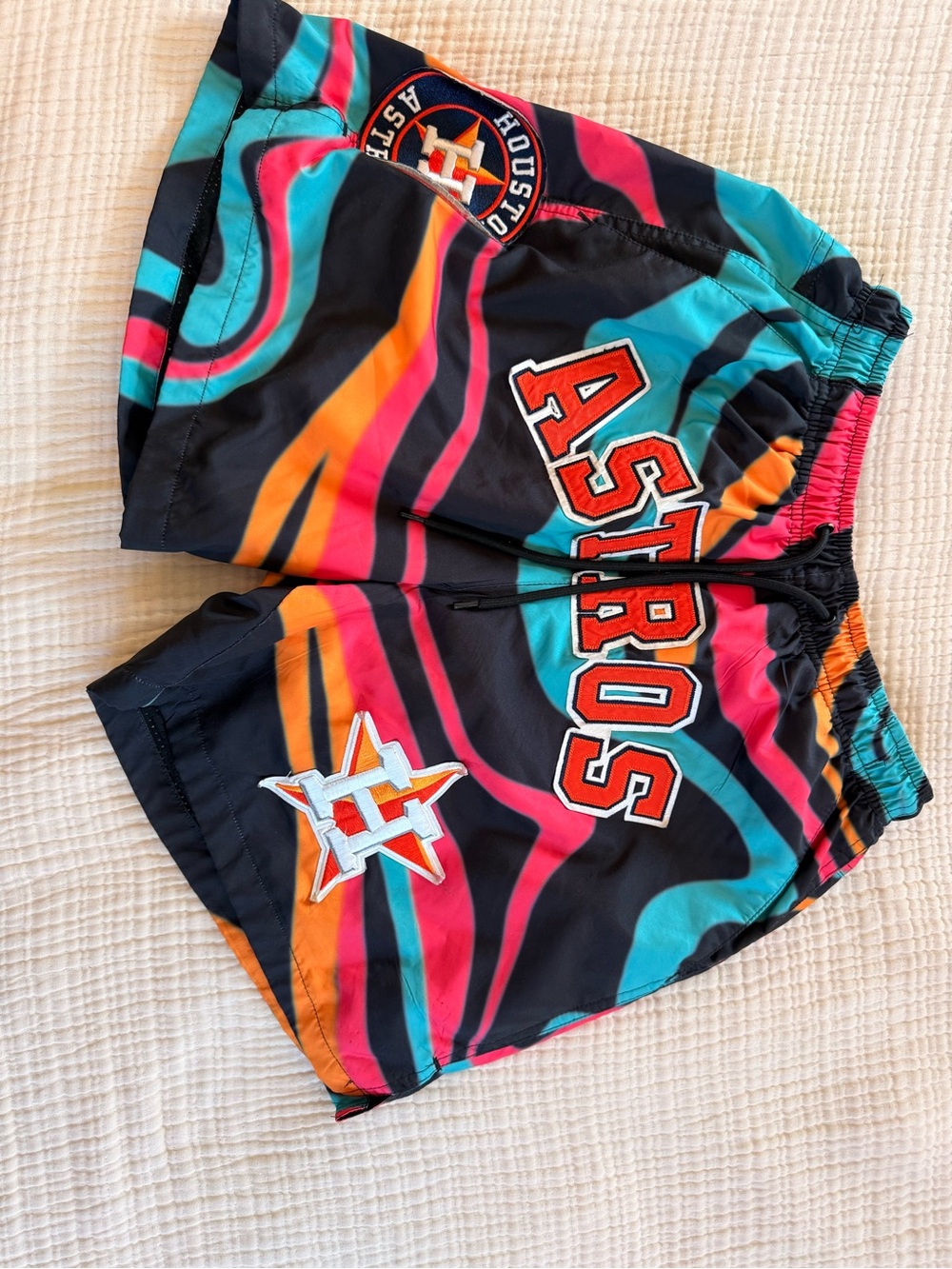 Genuine Merchandise Black Multicolor Astros Wave Athletic Shorts